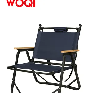 Woqii เก้าอี้ไม้พับได้สำหรับตั้งแคมป์ผ้าแคนวาสทำจากไม้สำหรับเดินทาง