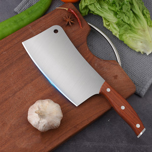 Stainless steel cleaver with wooden <b>handle</b>, quick-handled kitchen <b>knife</b>, household, street vendor <b>knife</b>, Yangjiang <b>knife</b>, Qilin - Product Image 1
