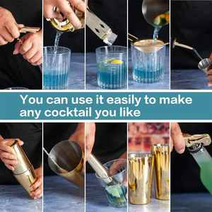 ชุดบาร์เทนเดอร์สีทองพร้อมขาตั้งไม้ไผ่ ชุดเครื่องมือบาร์เทนเดอร์มืออาชีพ 11 ชิ้น - Product Image 4