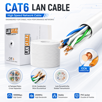 Cable LAN CAT6 para Interiores, Conductor CCA, 8 Hilos Trenzados, Revestimiento de PVC Azul, Embalaje en Caja, para Red Gigabit