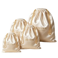 Sac en satin imprimé avec logo personnalisé, pochette en satin de soie avec cordon de serrage pour perruques, extensions de cheveux, bijoux, cosmétiques, emballage cadeau