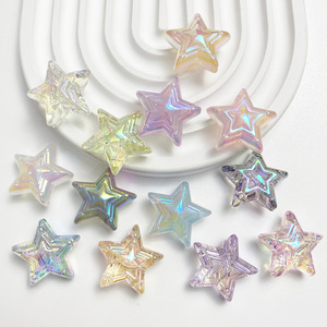 Perles étoiles irisées AB en acrylique de 24 mm, transparentes effet aurore, à grand trou, pour la fabrication de bijoux DIY (bracelets, colliers) - Vente en gros - Product Image 1