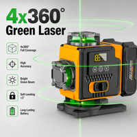 Niveau laser vert auto-nivelant de qualité industrielle, 16 points, 360°, outil de construction, batterie au lithium DIY
