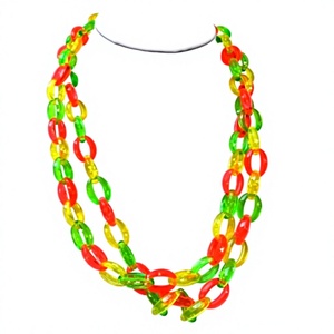 Collier de perles en résine transparente, multicolore, avec perles naturelles et chaîne à billes en résine, bijou de fête, pièce maîtresse tendance pour femme - Product Image 3