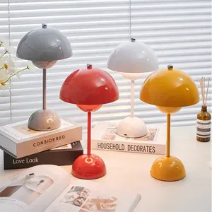 Modern Nordic Mushroom USB Cordless Touch Dimming LED Restaurant Rechargeable Home Dinner Table Lamp Battery Operated Desk Light