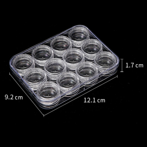 Boîte de rangement ronde à 12 compartiments pour bijoux et perles, organisateur en plastique transparent, conteneur pour salon de manucure, nail art, étui à outils - Product Image 4