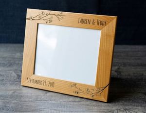 Supplier Personalized Engraved Wood Picture <b>Frame</b>, Custom <b>Names</b> Date Photo Holder, Unique Gift for Weddings & Birthdays - Product Image 2