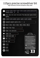 Venta de fábrica, Juego de puntas de destornillador de precisión 115 en 1, herramienta de reparación electrónica magnética de grado DIY, Kit de reparación de teléfonos móviles de plástico