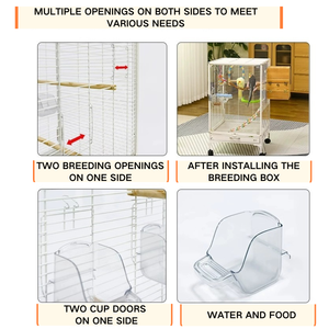 Hot Selling Dubbellaags Kleine Vogel & Eekhoorn Kooi Perfect Huis Voor Suiker Zweefvliegtuigen Duurzaam Glas Met Plastic Dienblad Doos - Product Image 4