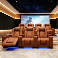 Fauteuils de cinéma modernes de luxe en cuir véritable avec fonction de relaxation électrique, porte-gobelets rafraîchissant, éclairage LED et port USB