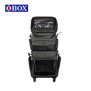 Maleta de Maquillaje Obox de Doble Capa 4223, Negra, de Tela Oxford, Portátil, para Viajes de Negocios, con Cuatro Ruedas, Color Sólido - Product Image 1