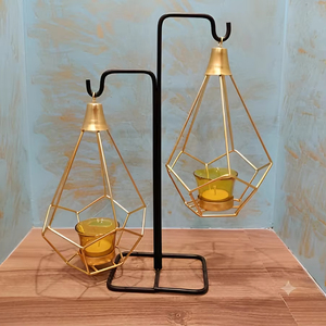 Juego de Portavelas Colgantes Geométricos Modernos con Base de Metal para Mesa, Decoración Festiva para Bodas y Hogar - Product Image 1