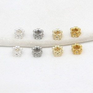 <b>Flower</b> Bead Spacer 14K Gold Plated Silver Copper DIY Jewelry Finding For <b>Bracelet</b> Making 8984 - Product Image 4