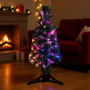 Albero di Natale in Fibra Ottica 2 Piedi Sottile Multicolore LED per Interni con Supporto Facile Installazione - Product Image 2
