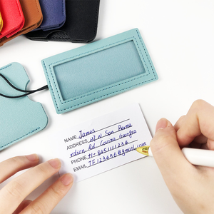 Étiquette de bagage personnalisée en cuir PU avec motif lettres, étiquette de <span class=keywords><strong>valise</strong></span> extractible pour la prévention des pertes en voyage 15x10x2CM - Product Image 3