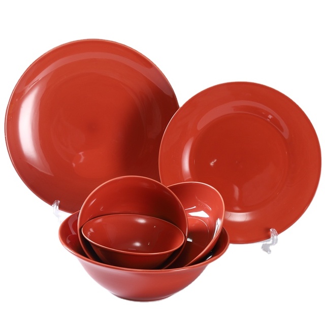 Unbreakable Modern Dinnerware Set Factory Restaurant Printed Pasta Tableware Big Melamine Soup Bowl Textured Plates