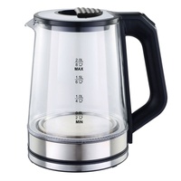 Bouilloire Électrique Sans Fil 2.0L en Verre Borosilicate à Prix d'Usine, Lumière LED Bleue, Intérieur en Acier Inoxydable 304, Théière pour Maison et Voiture