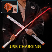 Épée de samouraï Katana non tranchante rechargeable avec ceinture et support, cadeau de Noël d'Halloween