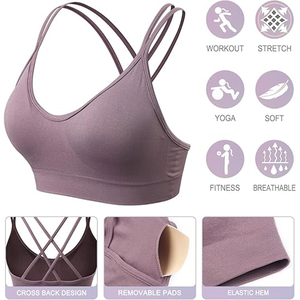 Reggiseno sportivo da donna FH, nuovo modello estivo con spalline sottili, sexy, imbottito, con schiena incrociata e aperta, per palestra, fitness, allenamento, morbido effetto seconda pelle - Product Image 5