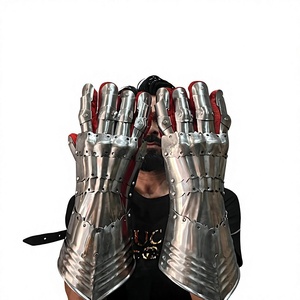 Gants de guerrier médiévaux faits à la main en acier inoxydable, 16 pouces, plaqués argent, pour reconstitution historique - Product Image 3
