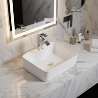 Lavabo de salle de bain rectangulaire moderne en céramique pour hôtel, école, villa – à trou unique, écologique, facile à nettoyer