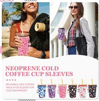 Porte-gobelet isotherme en néoprène réutilisable avec impression de logo personnalisé, sublimation thermique, blanc, pour café chaud ou glacé, manche de gobelet portable