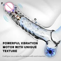 Manchons de pénis réutilisables pour hommes Retarder l'éjaculation avec vibrateur Anneau de pénis Manchon d'agrandissement du pénis doux Manchon d'extension du pénis