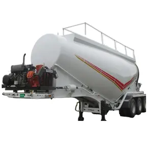 V型4轴60cbm 70吨水泥粉罐车运输水泥散装拖车准备装运