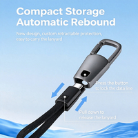 Kabel Pengisi Daya Tali Gantungan Kunci Kepang 60W Super Fast Charger Carabiner Paduan Seng Portabel Kabel Data Tipe-C untuk Ponsel