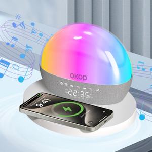 Haut-parleurs <span class=keywords><strong>de</strong></span> bureau à lumière ambiante RVB les plus vendus avec fonction <span class=keywords><strong>de</strong></span> minuterie <span class=keywords><strong>de</strong></span> réveil à chargement sans fil avec bruit blanc - Product Image 2