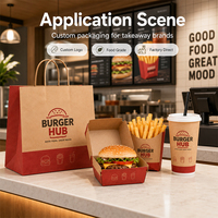 Boîte en papier kraft personnalisée, conteneur jetable pour frites, poulet et hamburgers à emporter, emballage pour la restauration rapide