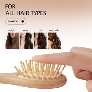 Prêt à expédier : Ensemble de 3 brosses et peignes à <span class=keywords><strong>cheveux</strong></span> pour bébé en bois naturel, poils doux de chèvre, <span class=keywords><strong>brosse</strong></span> de massage du cuir chevelu pour nouveau-nés - Product Image 3