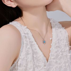 Dylam Charm Mysterious Design Women Sterling Silver Link Chain Gemstone Synthetic <b>Opal</b> Crescent Sun & Moon Pendant <b>Necklaces</b> - Product Image 4