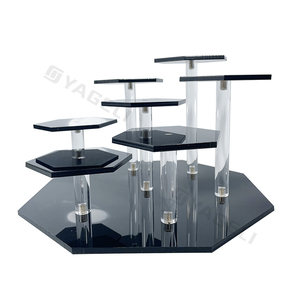 High Quality Assemble <strong>Black</strong> Hexagon <strong>Acrylic</strong> Action Figure <strong>Display</strong> <strong>Riser</strong> Stand For Figure Collectible Watch <strong>display</strong> Stand