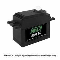 Servo Digital PTK 6801 TG 40g con Engranaje de Nylon, Motor con Torque de 7.3kg, Compatible con Batería Lipo 2s, para Aviones RC de Ala Fija, Autos RC y Helicópteros