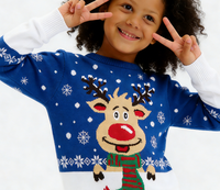 Pulls en tricot jacquard épais à col rond pour filles, style 'Ugly Christmas', collection 2026, vente en gros, fabricant