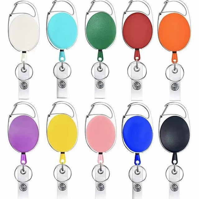 COLORFUL Hot Sale Heavy Duty Retractable Badge Holder Reel Metal ID Badge Holder with Belt Clip Key Ring for Name Card Keychain