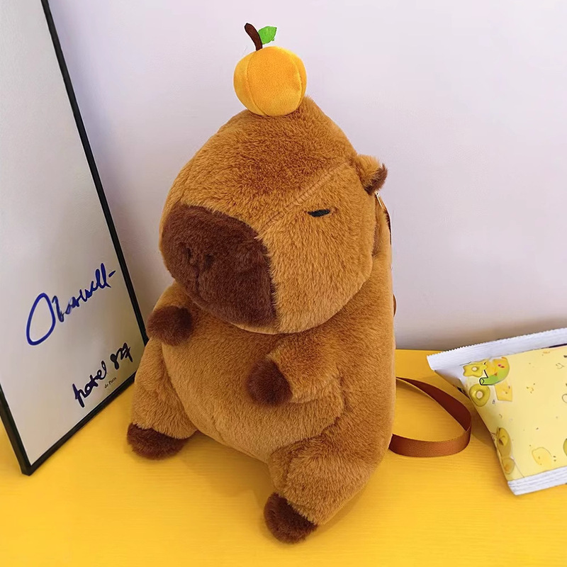 Crossbody Capybara Stuffed Student Plush Backpack