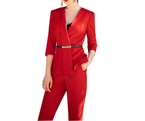 Blouses roses personnalisées trois pièces femmes travail formel OL dames costumes élégants ensembles de pantalons sur mesure pour les femmes - Product Image 2