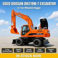 Vente Flash : Excavatrice sur pneus Doosan DH210 d'occasion, 21 tonnes, système hydraulique complet, bon état, livraison rapide, expédition mondiale
