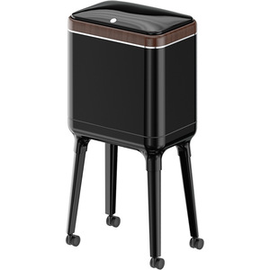Kitchen Tall Trash Can Rectangular With Lid Large Capacity Indoor Use On Wheels - Product Image 5