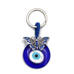 Turkish Blue Eye Keychain Charms Pendants Crafting Amulet for Good Luck Glass Metal Key Chains for <b>Hanging</b> Ornament - Product Image 6