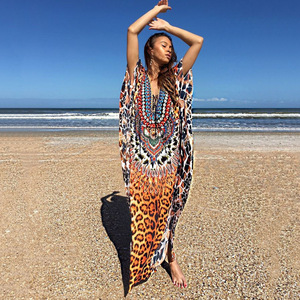 Xuanlang Abito Kaftano Islamico in 18 Colori, Vestito <span class=keywords><strong>Boho</strong></span> Floreale Oversize, <span class=keywords><strong>Abbigliamento</strong></span> Casual da <span class=keywords><strong>Donna</strong></span>, Abito Lungo da Spiaggia Bohémien - Product Image 4
