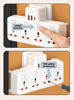 4 Stopkontak + 2 Port USB-A + 1 PD + 2 QC 3.0 10A IP44 Steker dengan Soket Power Strip Stopkontak Dinding