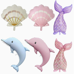 Paquete de Globos de Aluminio con Diseño de Criaturas Marinas en Colores Pastel Mate, Globos de Helio con Forma de Cola de Delfín para Fiestas de Verano, Playa, Piscina y Sirenas - Product Image 1