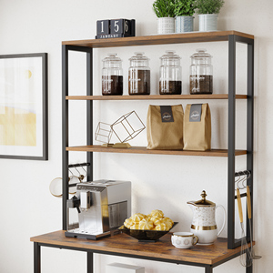 Étagère de <span class=keywords><strong>cuisine</strong></span> <span class=keywords><strong>VASAGLE</strong></span> avec 6 crochets et structure métallique, étagère de rangement de <span class=keywords><strong>cuisine</strong></span>, design industriel, étagère pour micro-ondes - Product Image 5