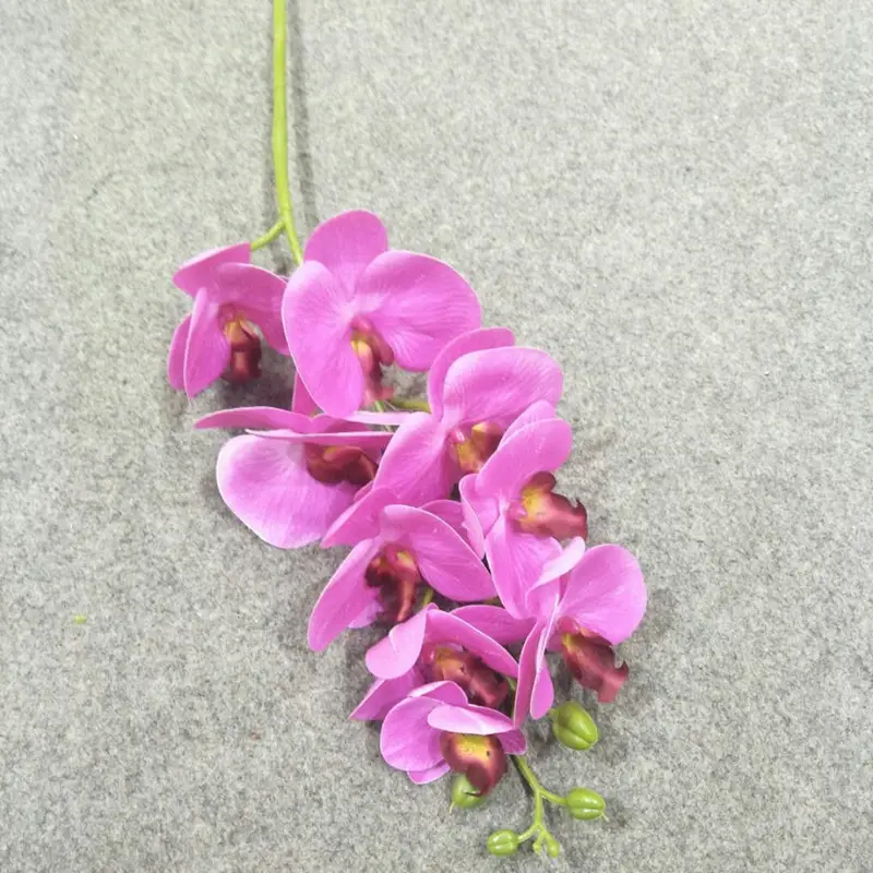 Orquídea branca artificial em 3d, orquídea de látex com 9 cabeças