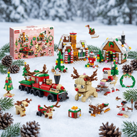 WEEBO Ensemble de blocs de construction de Noël 30 en 1, maison en pain d'épices, train, rennes, traîneau, Père Noël, bonhomme de neige, briques DIY, cadeau