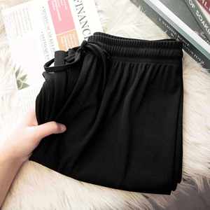 Ice Silk Printed Polyester Fiber Knitted Wide-Leg Pants Women Summer Thin Pleat Loose Straight Drawstring <b>Long</b> Anti-Wrinkle - Product Image 6