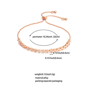 Square Cubic Zirconia Tennis <b>Bracelet</b> Adjustable Slide Chain Women Sparkling <b>Crystal</b> <b>Bracelet</b> Wedding Bridal Jewelry - Product Image 2